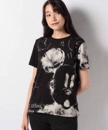 Desigual(デシグアル)/ミッキーマウスプリントのレディース半袖Tシャツ/ブラック系