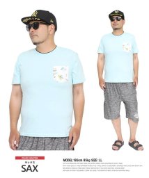 one colors(ワンカラーズ)/ PEANUTS(ピーナッツ) 半袖 Tシャツ メンズ SNOOPY スヌーピー ポケット プリント クルーネック カットソー キャラクター アニメ グッズ か/サックス