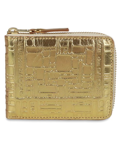 コムデギャルソン Comme Des Garcons 二つ折り財布 メンズ レディース ラウンドファスナー Embossed Logotype ゴールド Sa7 コムデギャルソン Commedesgarcons Magaseek