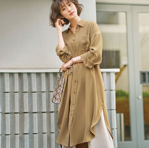 セール スリット入りロングシャツワンピース ジーラ Geera Magaseek