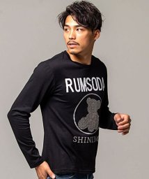 SB Select(エスビーセレクト)/RUMSODA ラインストーンベアロゴプリントクルーネック長袖Tシャツ メンズ 長袖 ロンT カットソー プリント/ブラック