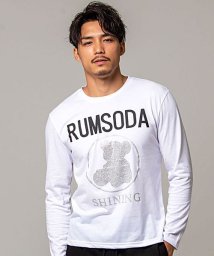 SB Select(エスビーセレクト)/RUMSODA ラインストーンベアロゴプリントクルーネック長袖Tシャツ メンズ 長袖 ロンT カットソー プリント/ホワイト
