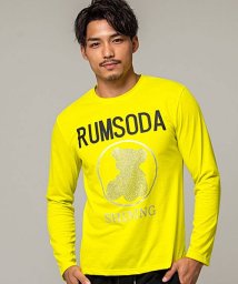 SB Select(エスビーセレクト)/RUMSODA ラインストーンベアロゴプリントクルーネック長袖Tシャツ メンズ 長袖 ロンT カットソー プリント/イエロー