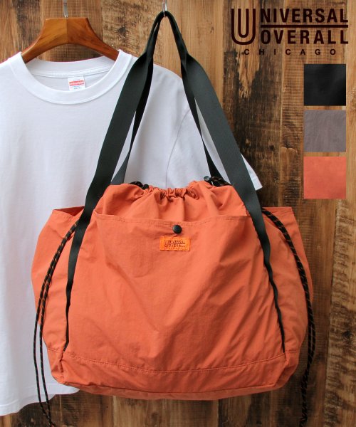 UNIVERSAL OVERALL(ユニバーサルオーバーオール)/ユニバーサルオーバーオール 大容量 信玄型 巾着バッグ ビッグサイズ 巾着ショルダーバッグ/オレンジ