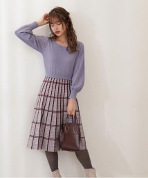 PROPORTION BODY DRESSING(プロポーション　ボディドレッシング)/プリーツチェックニットワンピース/ブルー×ブルー