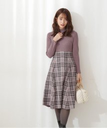 PROPORTION BODY DRESSING(プロポーション　ボディドレッシング)/｜美人百花11月号掲載｜チェックニットドッキングワンピース/モカブラウン×モカピンク