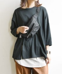 and it_(アンドイット)/カットソー 七分袖 バックボタンスリット7分袖カットソー【M－L】レディース 春夏秋 トップス カットソー アイボリー ベージュ ブラック カーキ 黒 プルオー/ブラック