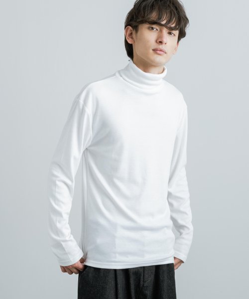 タートルネックtシャツ メンズ レディース ハイネック ロンt スムース 長袖 綿 コットン カジュアル 無地 シンプル 重ね着 レイヤード モックネック リラ ロッキーモンロー Rocky Monroe Magaseek