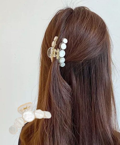  バンスクリップ　ヘアクリップ　ヘアアレンジ(べっ甲×水色)