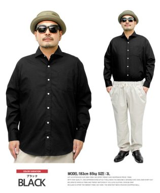 one colors/ 日本製 長袖シャツ メンズ 大きいサイズ ブロード素材 シンプル ビジネス フォーマル ドレスシャツ 国産 定番 白 黒 ホリゾンタルカラー ワイシャツ トッ/504237221
