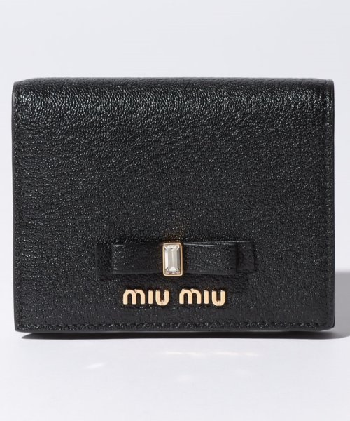 MIUMIU(ミュウミュウ)/【MIUMIU】ミュウミュウ　マドラスレザー財布 5MV204 2D7A/ブラック