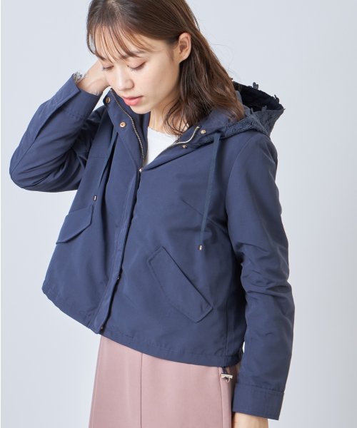 tocco closet(トッコクローゼット)/フードフラワーレース装飾マウンテンパーカー/NAVY