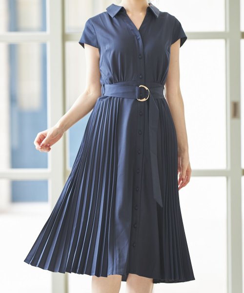 ベルト付きサイドプリーツシャツワンピース トッコクローゼット Tocco Closet Magaseek