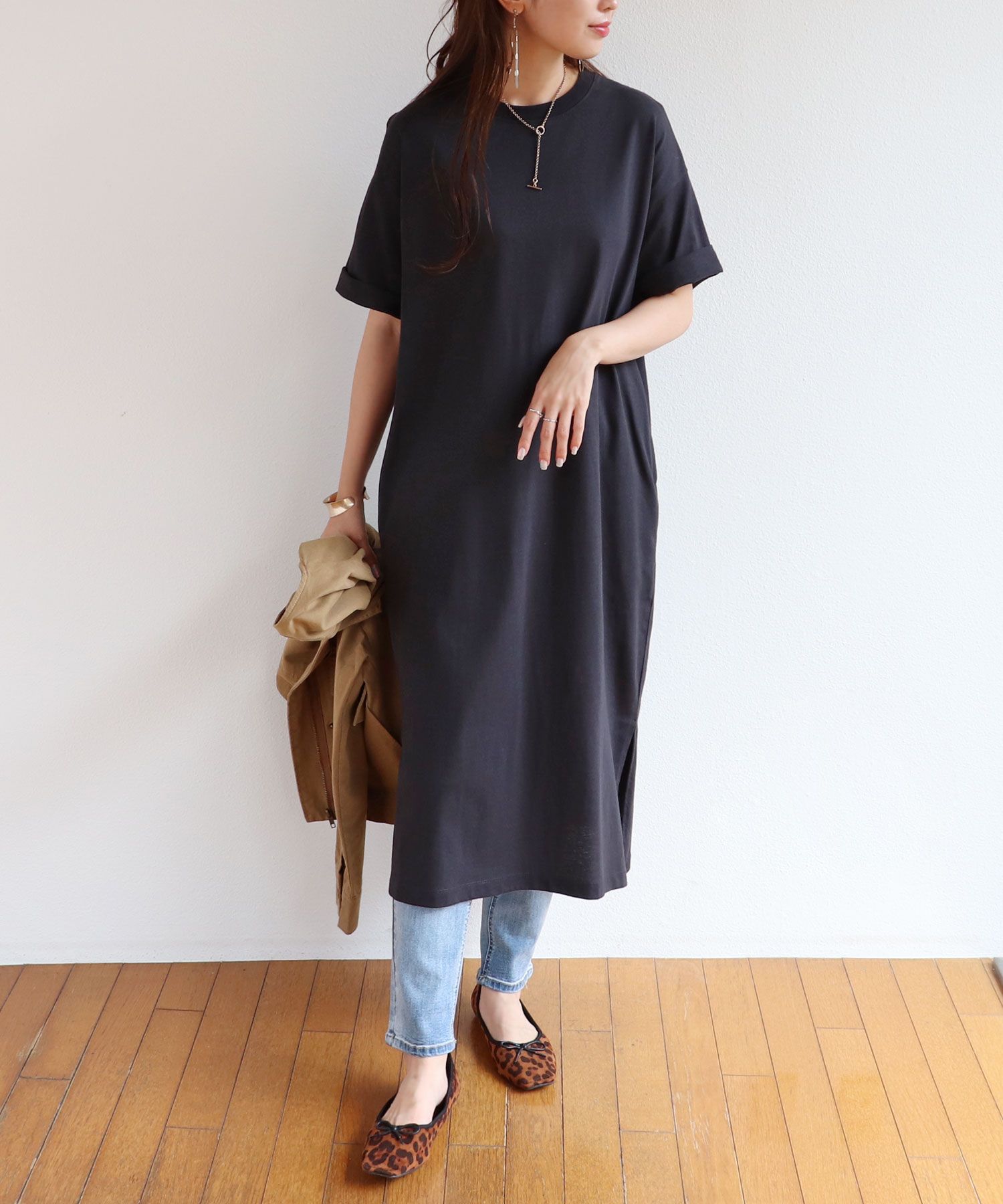 セール 汗染み防止usaコットン半袖tシャツワンピース アンドミー And Me Magaseek