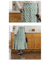 clette(クレット（大きいサイズ）)/cletteオリジナル★裾フレア花柄スカート/グリーン