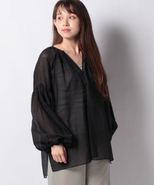 MICA&DEAL(マイカアンドディール)/sheer gather blouse/99black