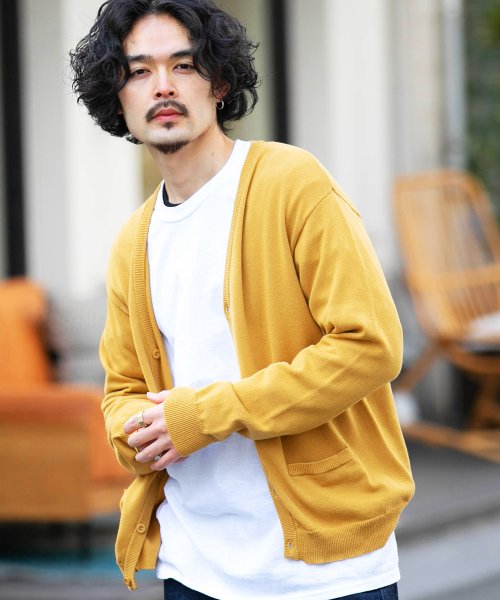 セール コットンカラーニットカーディガン カーディガン メンズ Cardigan ニットカーディガン コットンカーデ 長袖 オフィス ビジネス カジュアル 冷房対策 ジギーズショップ Jiggys Shop Magaseek
