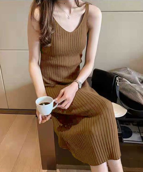 マキシ丈 ノースリーブ ニット ワンピース プリマゼル Primazel Magaseek マキシ丈 ノースリーブ ニット ワンピース プリマゼル Primazel Magaseek