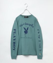 VENCE　EXCHANGE(ヴァンス　エクスチェンジ)/Mark Gonzales PLAYBOY フロントプリントロンT/グリーン