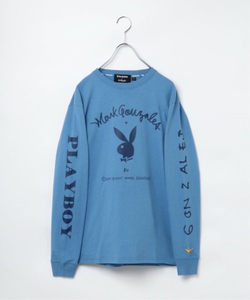 VENCE　EXCHANGE(ヴァンス　エクスチェンジ)/Mark Gonzales PLAYBOY フロントプリントロンT/ブルー