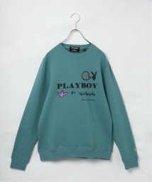 VENCE　EXCHANGE(ヴァンス　エクスチェンジ)/【WEB限定】Mark Gonzales PLAYBOY フロントプリントプルオーバー/グリーン