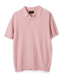 Men's Bigi(メンズビギ)/シャドーストライプニットポロシャツ/ピンク