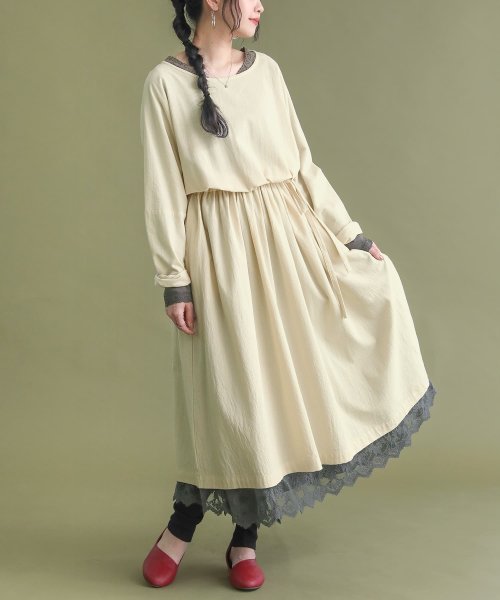 贅沢レース長袖ペチワンピース オシャレウォーカー Osharewalker Magaseek