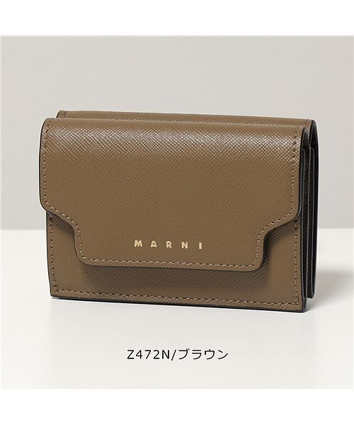 MARNI(マルニ)/PFMOW02U07 LV520 レザー 三つ折り財布 ミニ財布 豆財布 Z360N レディース/ブラウン