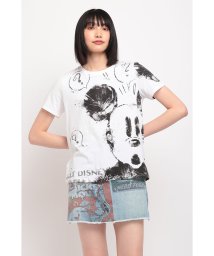 Desigual(デシグアル)/ミッキーマウスプリントのレディース半袖Tシャツ/ホワイト系