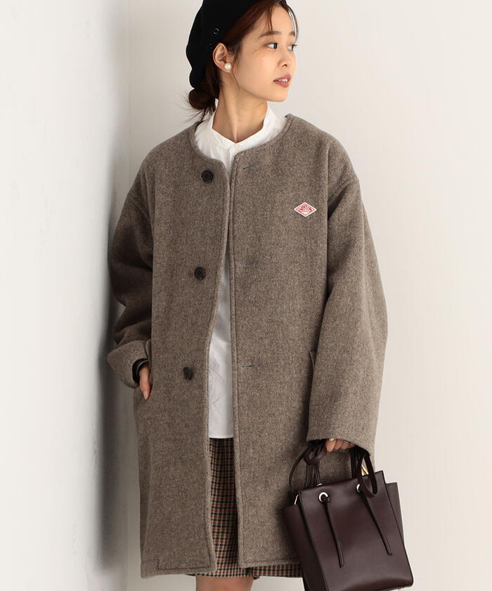 【DANTON/ダントン】WOOL LIGHT PILE ノーカラーロングコート #DT－A0012 WLP