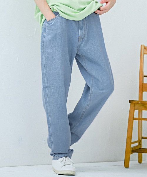 セール デニムワイドバギーパンツ ワイドパンツ メンズ デニムパンツ バギーパンツ ラグスタイル Luxstyle Magaseek