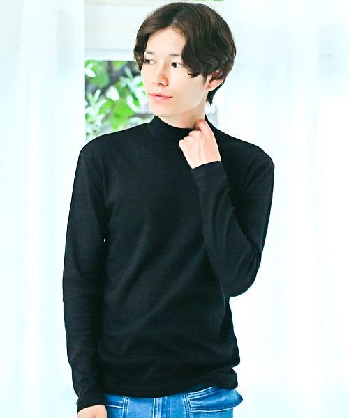 セール スムースハイネックロンt ロンt メンズ 長袖tシャツ ハイネック スムース 無地 ラグスタイル Luxstyle Magaseek