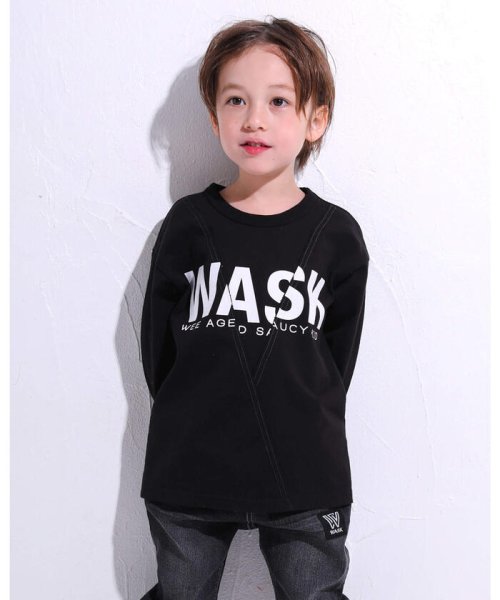 WASK(ワスク)/ロゴプリント 切り替え ビッグ Tシャツ (100~160cm)/ブラック