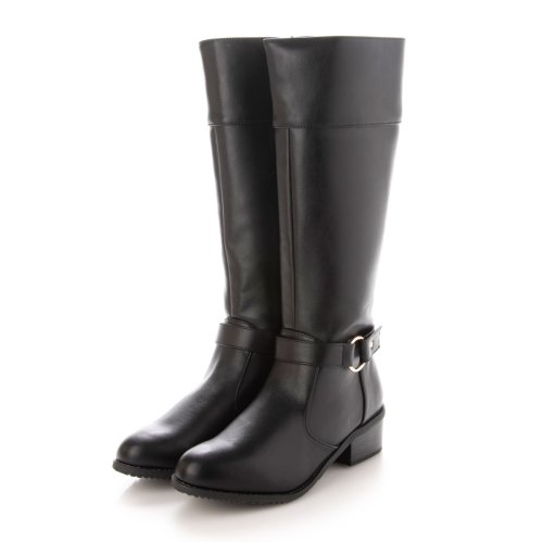 セール ブーツ レディース ロングブーツ アースミュージック エコロジー ジョッキーブーツ ローヒール 太ヒール 黒 アースミュージックアンドエコロジーブルーレーベル Earth Music Ecology Bluelabel Magaseek