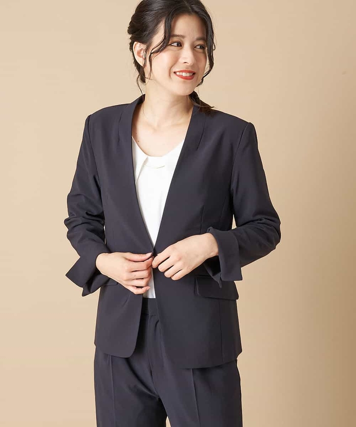 洗濯機で洗える/セットアップ可】ノーカラージャケット(504159379  