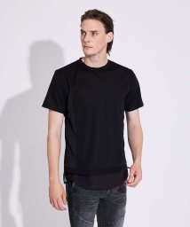5351POURLESHOMMES(5351POURLESHOMMES)/ブロックサイドギャザー 半袖 Tシャツ/ブラック