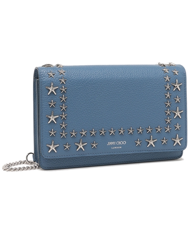 JIMMY CHOO ジミーチュウ ショルダーバッグ ラフィア デニム ブルー-