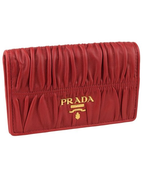 PRADA(プラダ)/【PRADA(プラダ)】PRADA プラダ カードケース 二つ折り財布/レッド系
