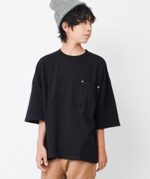 RAT EFFECT(ラット エフェクト)/ポケット付きスーパービッグハーフスリーブTシャツ/ブラック