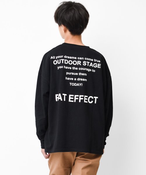 RAT EFFECT(ラット エフェクト)/バックナロープリントロングTシャツ/ブラック