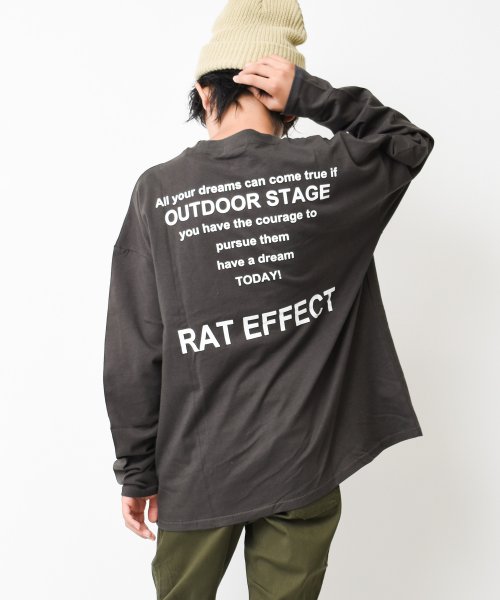 RAT EFFECT(ラット エフェクト)/バックナロープリントロングTシャツ/チャコールグレー