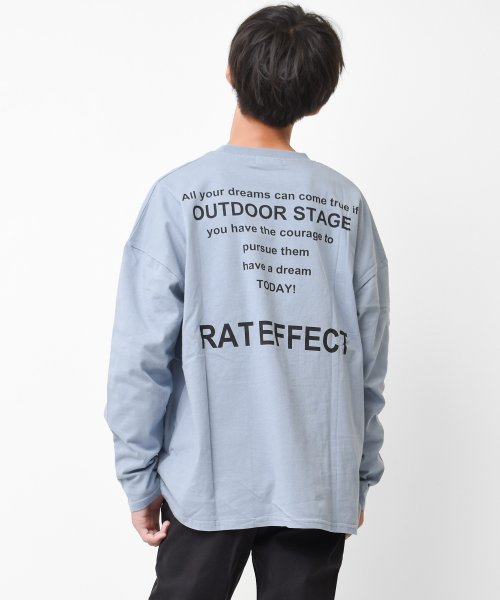 RAT EFFECT(ラット エフェクト)/バックナロープリントロングTシャツ/ライトブルー