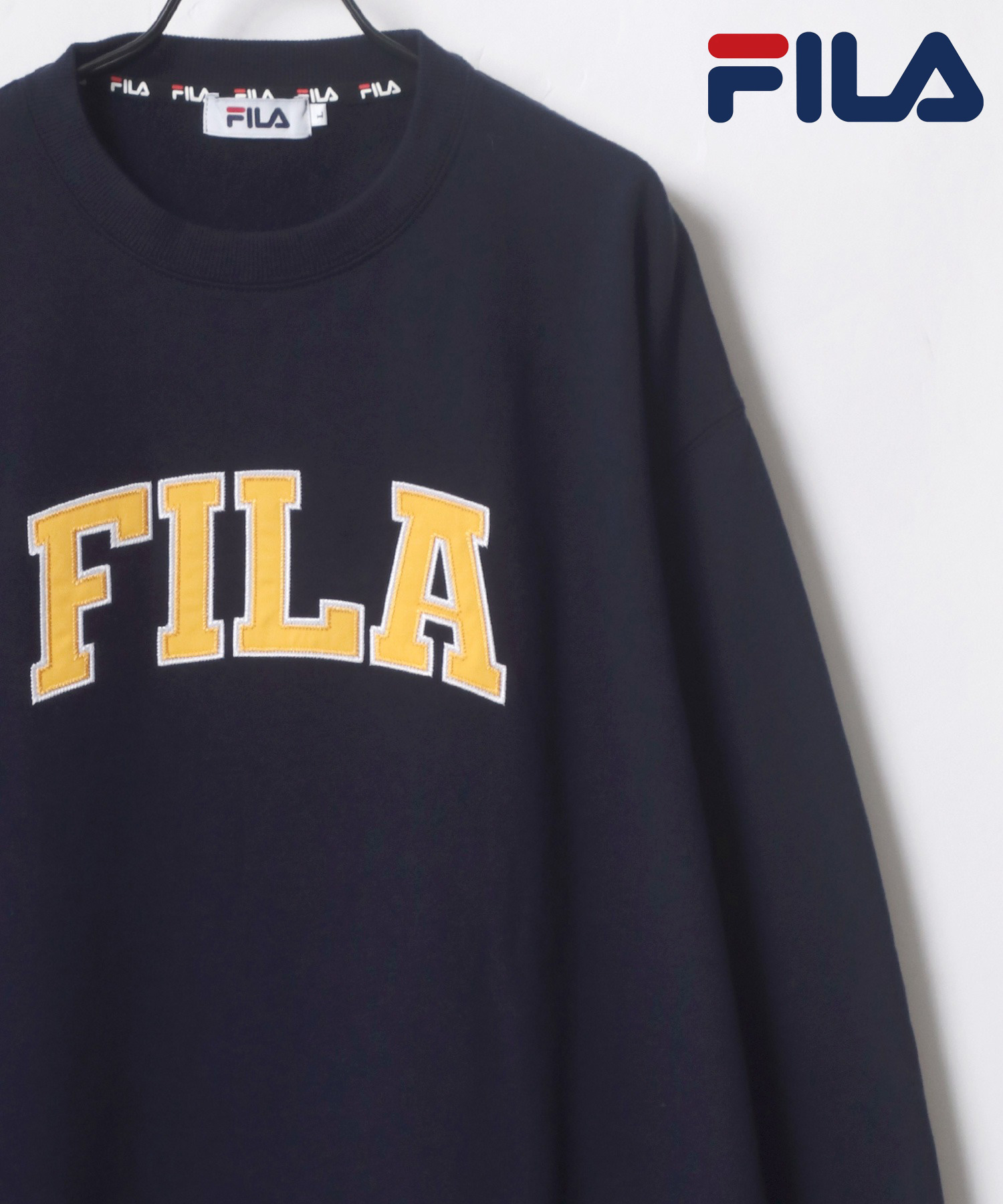 セール Lazar Fila フィラ 別注 ビッグシルエット ロゴ刺繍 袖プリント カレッジ スウェット トレーナー ラザル Lazar Magaseek セール Lazar Fila フィラ 別注 ビッグシルエット ロゴ刺繍 袖プリント カレッジ スウェット トレーナー ラザル Lazar Magaseek