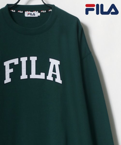 LAZAR(ラザル)/【Lazar】FILA/フィラ 【別注】 ビッグシルエット ロゴ刺繍 袖プリント カレッジ スウェット トレーナー レディース メンズ トップス カジュアル/柄H