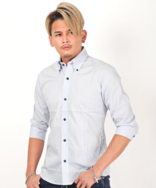 セール 日本製ボタンダウン七分袖シャツ 7分袖シャツ メンズ ボタンダウン 無地 日本製 ラグスタイル Luxstyle Magaseek