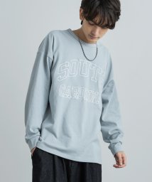 Rocky Monroe(ロッキーモンロー)/カレッジTシャツ メンズ レディース カジュアル アメカジ 長袖T ロンT カットソー 綿 コットン 天竺 ビッグシルエット オーバーサイズ お揃い ペア ギフ/サックス