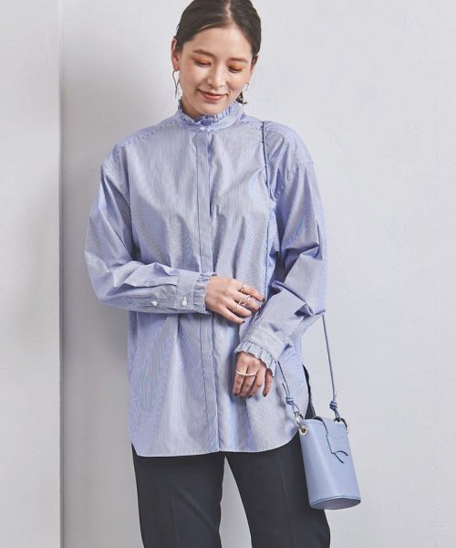 UNITED ARROWS＞C スタンドカラー フリル ブラウス W†(504265062 