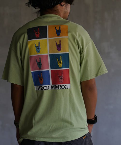 marukawa shonan(marukawa shonan)/Back Printed T－shirt/バック プリント Tシャツ/コットン100％/HRCD エイチアールシーディー/グリーン