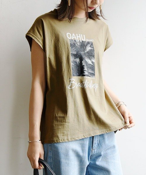 セール Tシャツ レディース 選べる3type ロゴ フォトプリントtシャツ M L トップス 春夏 カットソー ダークグレー グレー オフホワイト 白 ベージュ オ アンドイット And It Magaseek