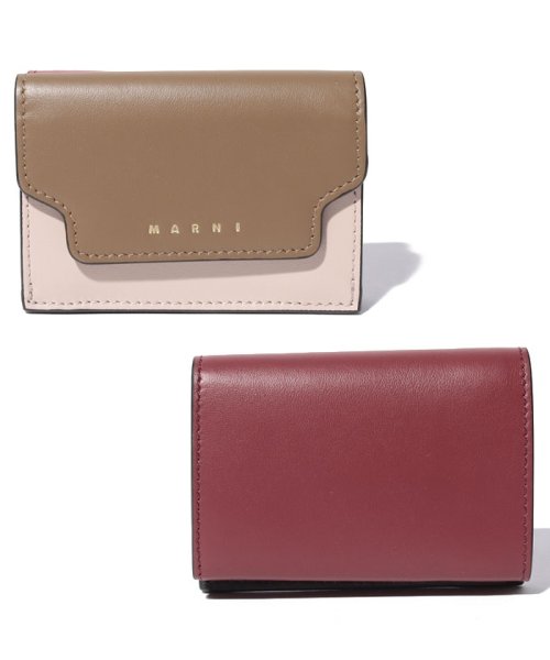 MARNI(マルニ)/【MARNI】マル二 三つ折り財布 PFMOW02U23 LV589 TRIFOLD YEN WALLET/ブラウンピンクボルドー